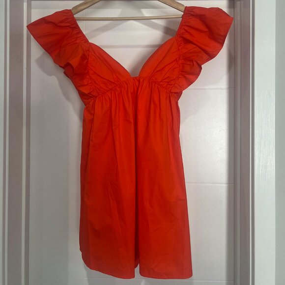 Olivaceous Orange Flutter Sleeve Dress - Size S NWT - Picture 4 of 8